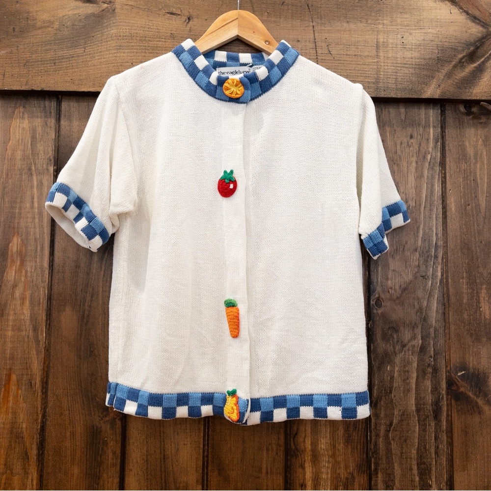 Vintage Eagle’s Eye Cottagecore Fruit & Veggie Picnic Sweater Medium